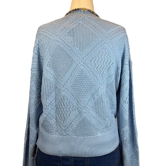 NWT Express Pointelle Sweater – Diamond Knit, Lightweight Fall Layer, Size Large - Picture 4 of 7